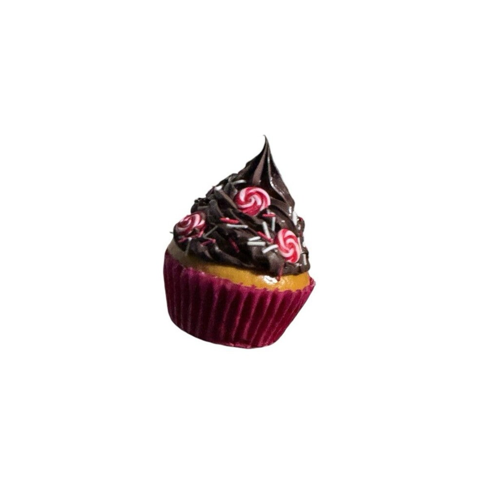 New Kurt Adler foam cupcake ornament chocolate icing peppermint swirl Christ tma